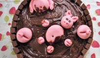 Gluten-free chocolate pig cake