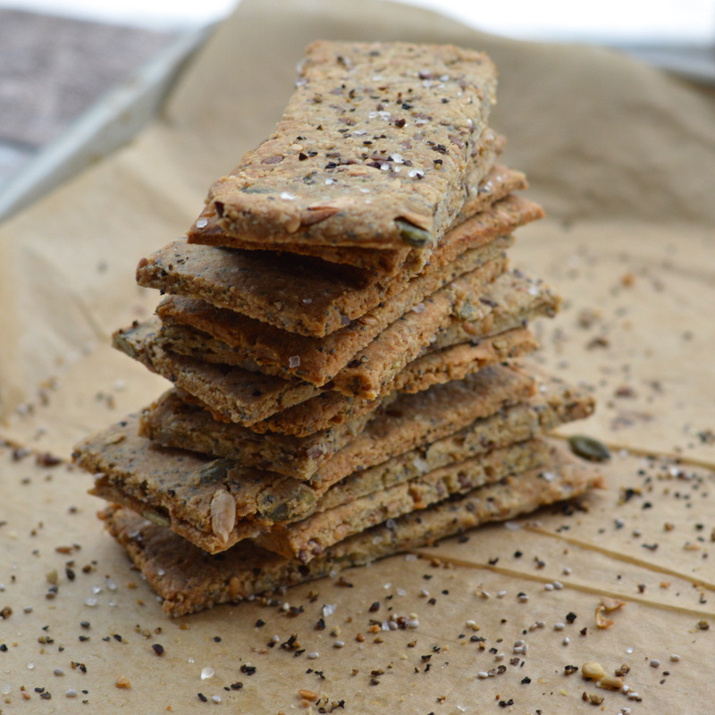 Gluten-free cracked pepper & sea salt multi-seed crackers