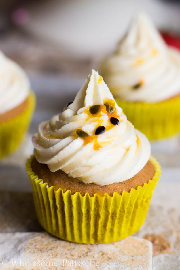 white chocolate passionfruit cupcakes