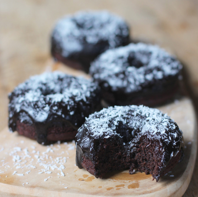 Chocolate Coconut Fudge Donuts