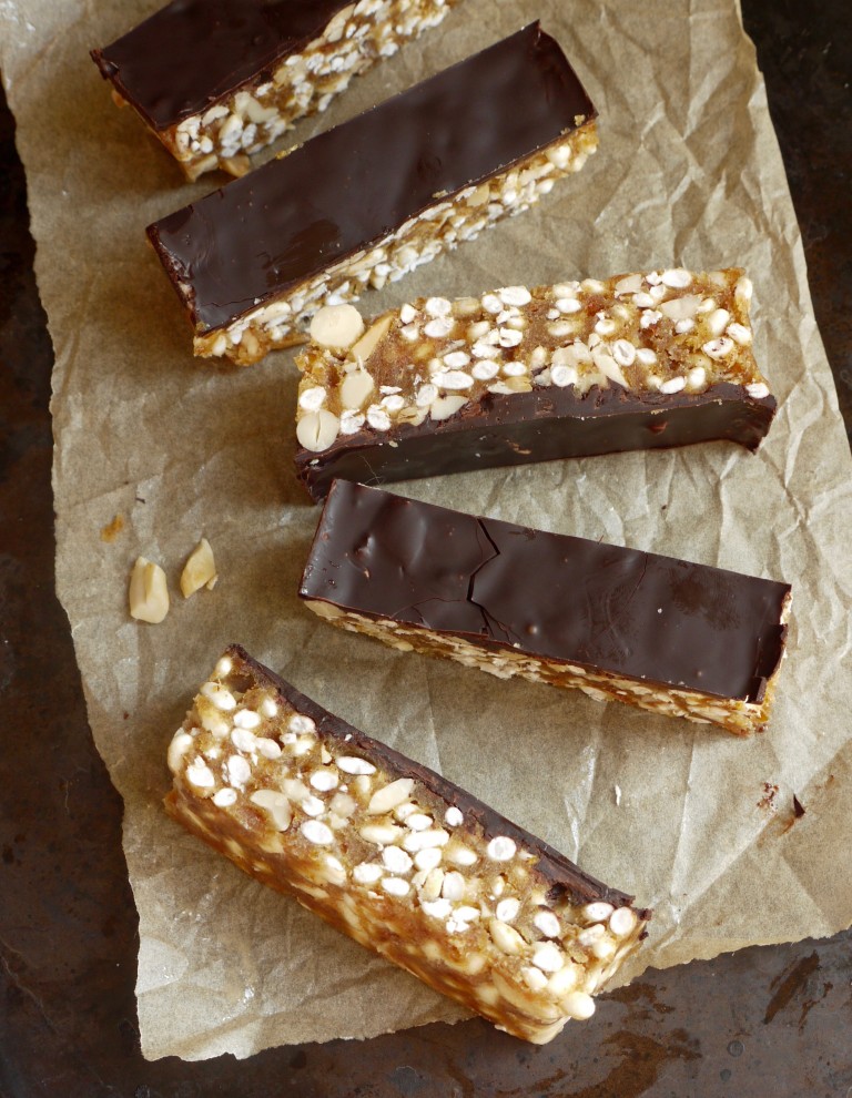 healthy snickers crisp rice bars