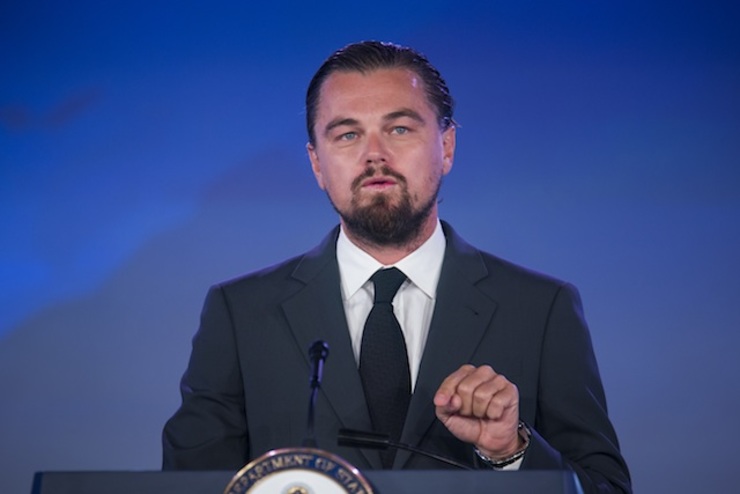DiCaprio delivers speech on the second day of the 'Our Ocean' Conference at the State Department in Washington. The conference is focused on sustainable fisheries, marine pollution, and ocean acidification. Photo: EPA/JIM LO SCALZO