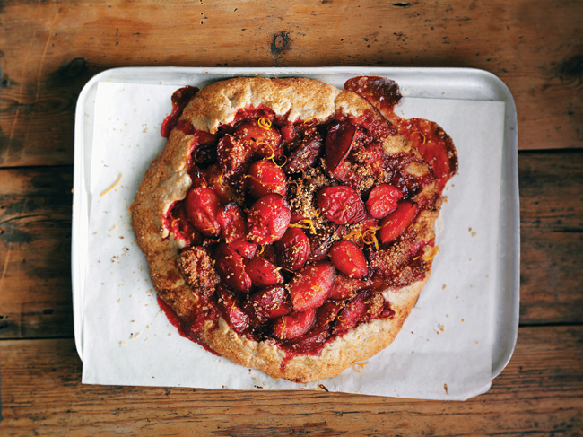 Hazelnut, plum and cinnamon tart