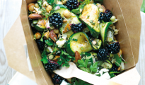 Griddled courgette, blackberry and feta salad