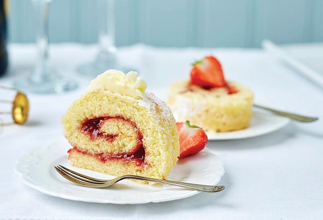 Gluten Free Strawberry Swiss Roll with Prosecco Buttercream