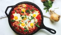 Spicy shakshuka with rose harissa