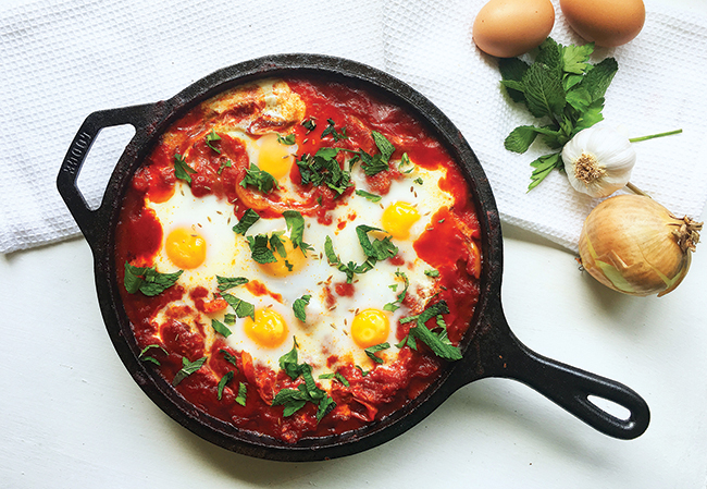 Spicy shakshuka with rose harissa