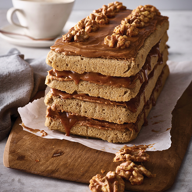 Coffee, maple & walnut cake