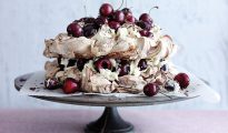 Chocolate cherry pavlova