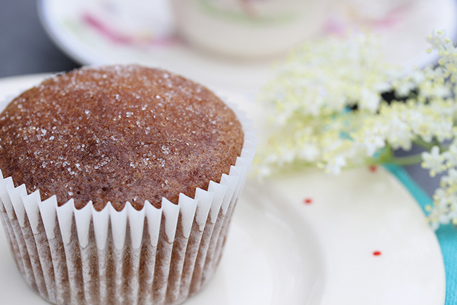 Gluten-free lemon cupcakes with elderflower syrup