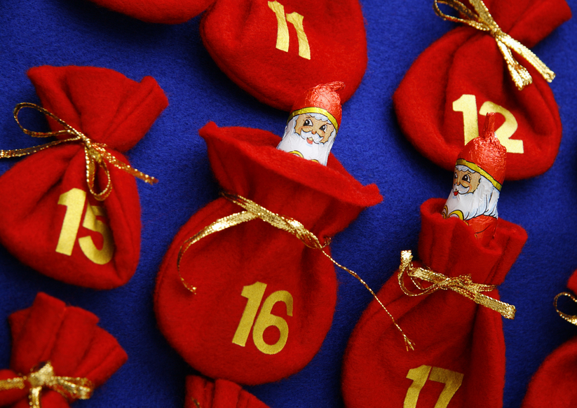 Advent calendar with Santa Claus?s figures