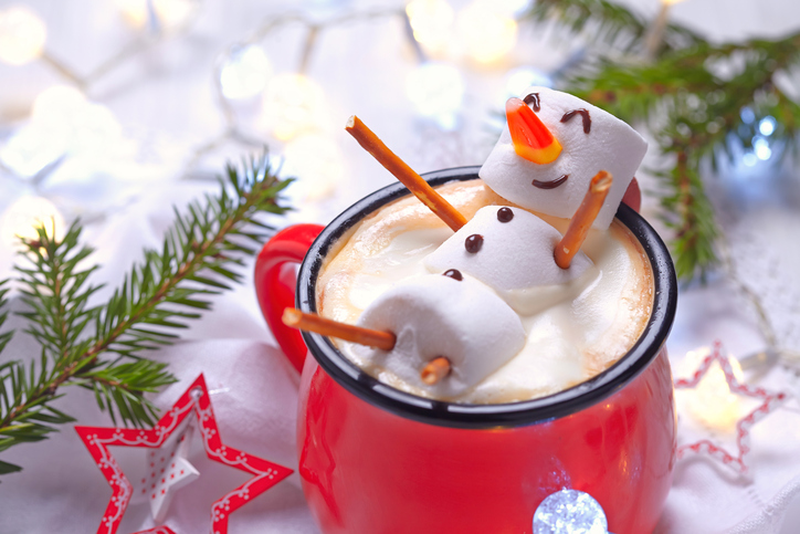 Hot chocolate with melted snowman