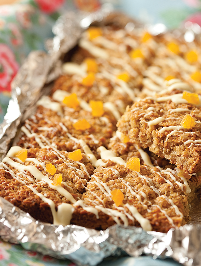 Apricot & white chocolate gluten-free flapjacks