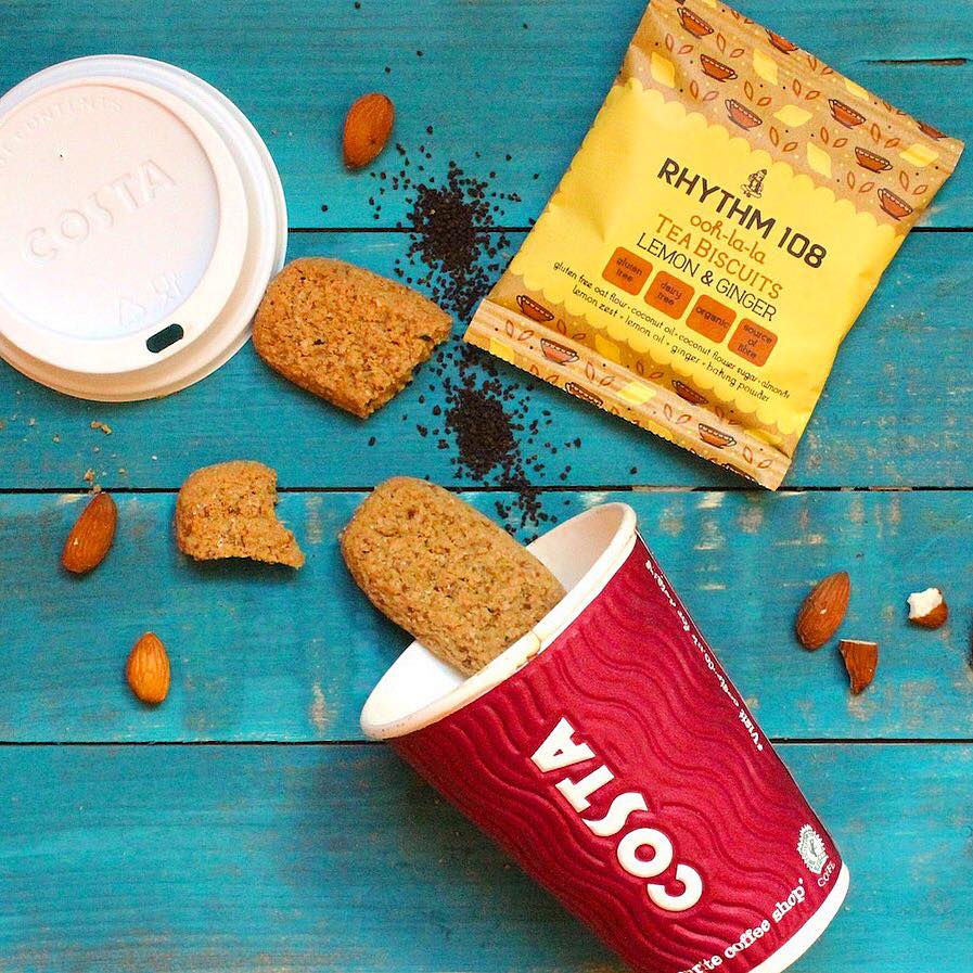 Costa Coffee are now stocking RHYTHM108's gluten-free and vegan biscuits 