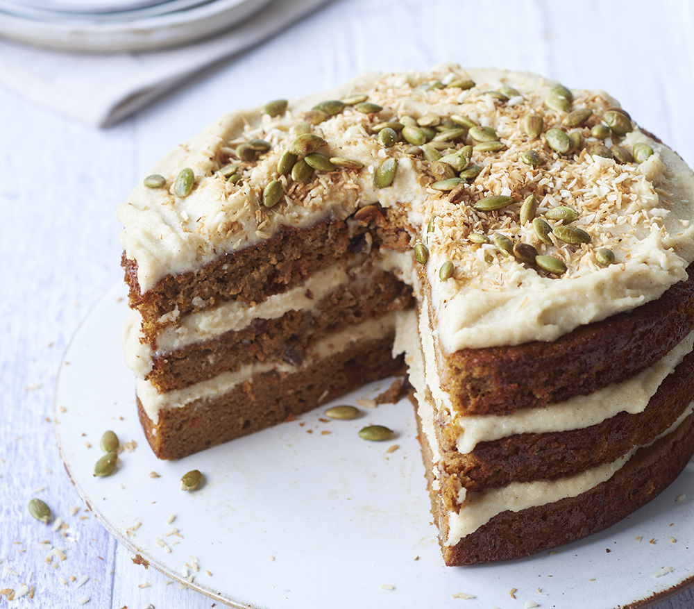 Grain-free pumpkin cake with cashew buttercream