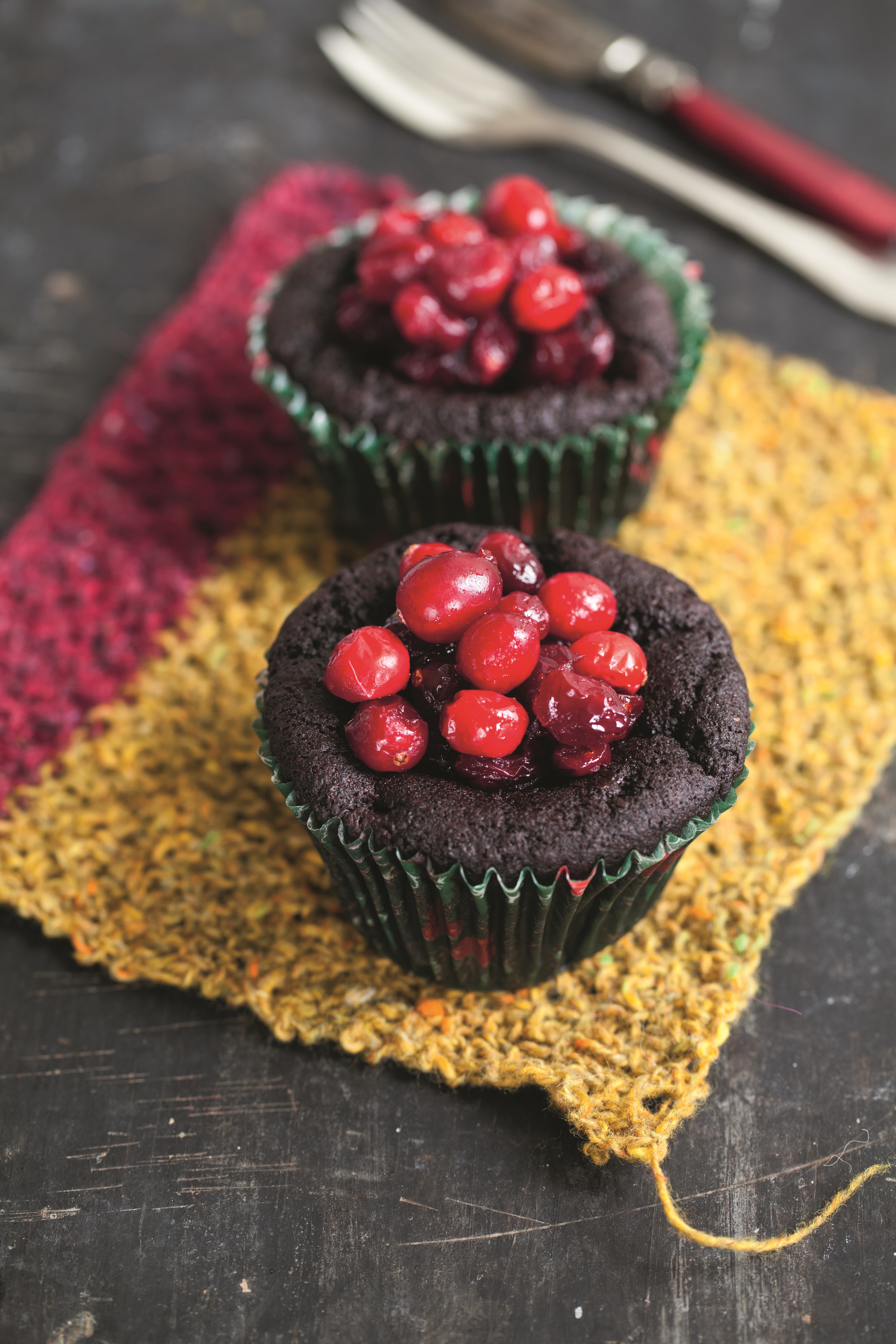 Chocolate, Aubergine & Cranberry Cakes - (Gluten-Free/Dairy-Free)