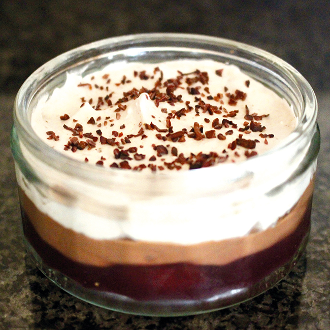 Vegan chocolate cherry trifle