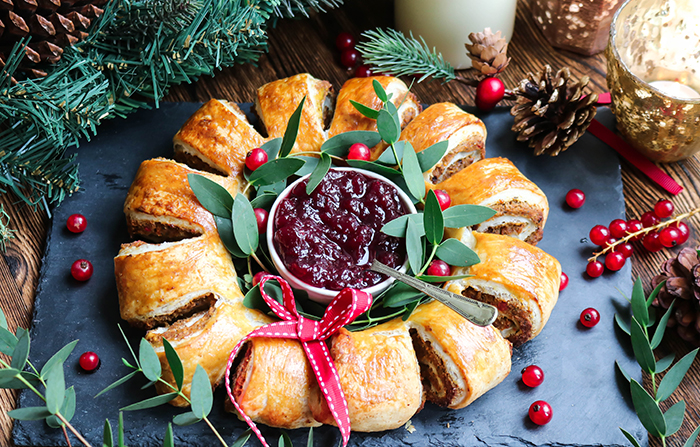 Dairy and Gluten-Free Butternut Squash & Mushroom Christmas Wreath