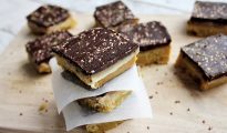 Vegan and gluten-free caramel squares