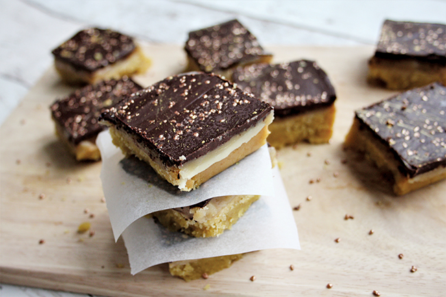 Vegan and gluten-free caramel squares