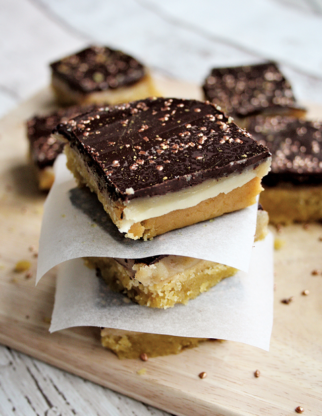 Vegan and gluten-free caramel squares