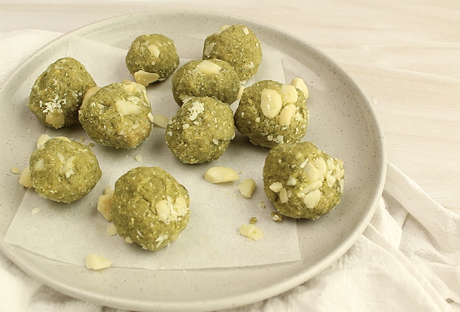 Matcha, almond and macadamia balls