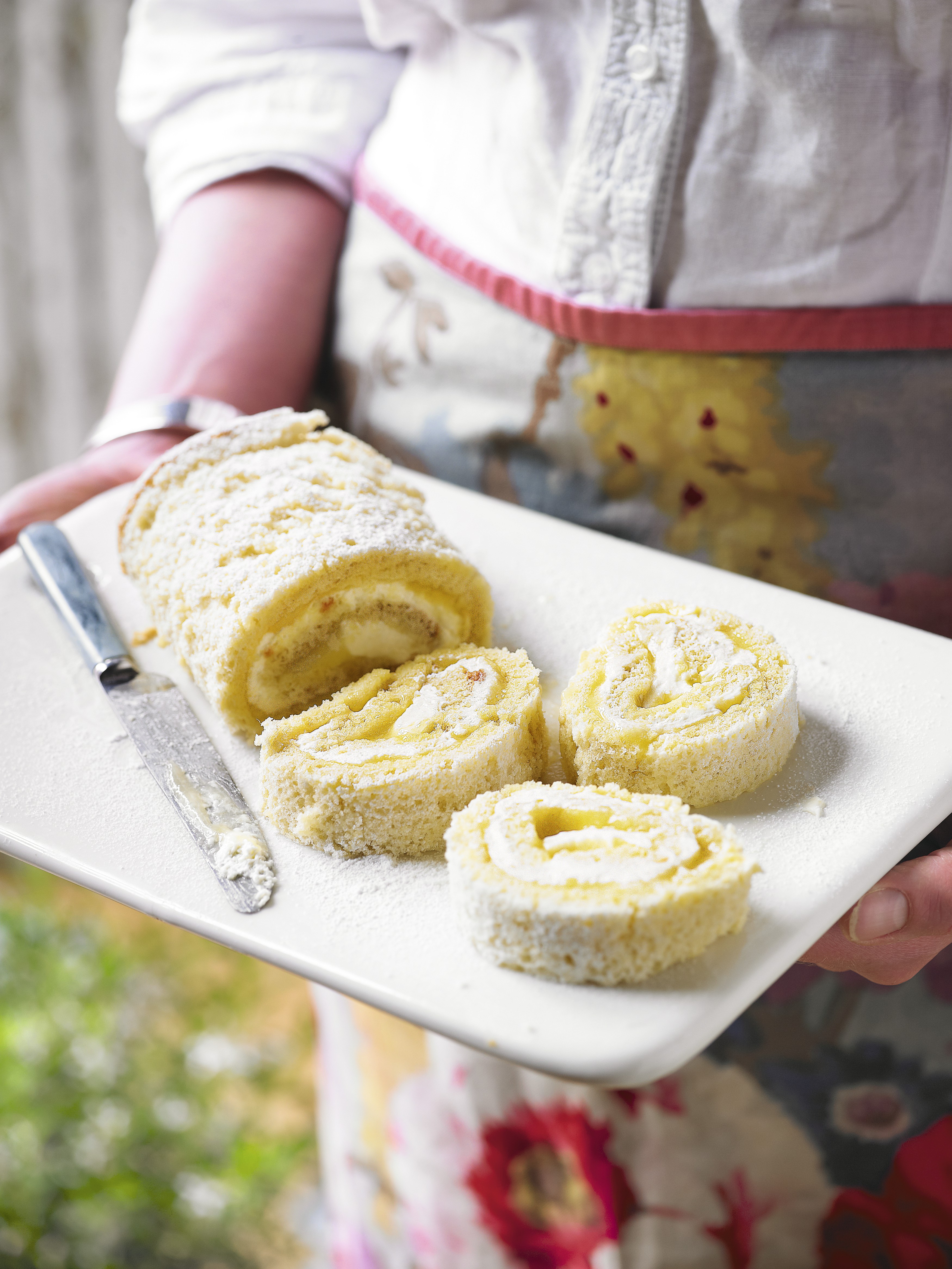 Gluten-free lemon and elderflower roulade