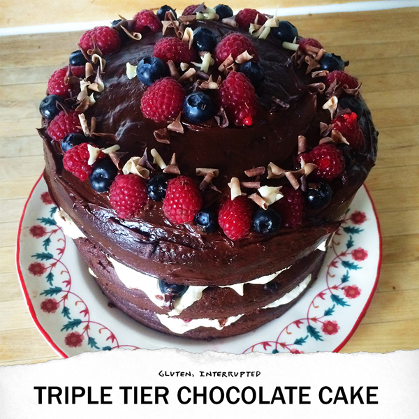 GF triple tier chocolate cake