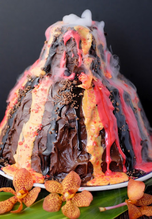 Smoking volcano cake