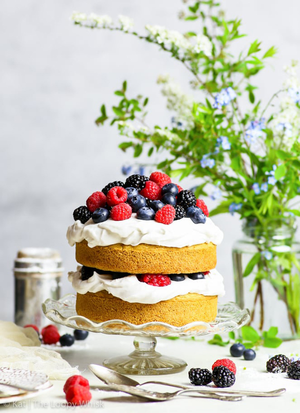 GF Vegan Vanilla cake with berries