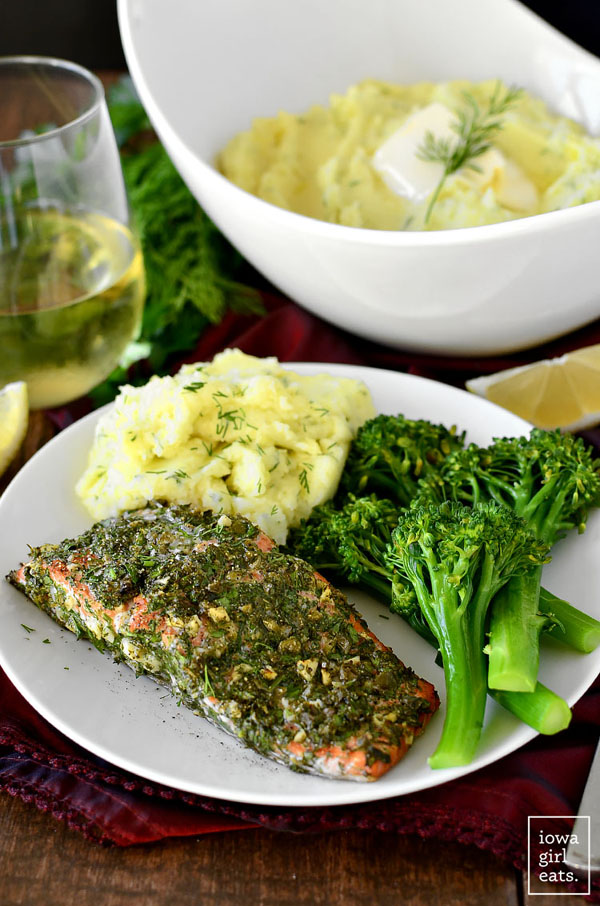 Herb and caper crusted salmon