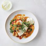 Hake and butter beans with lemon mayo