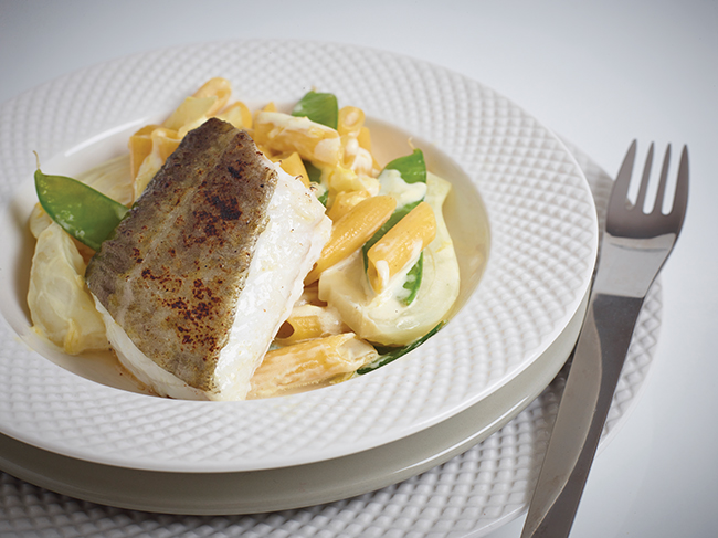 Cod and fennel creamy multigrain penne