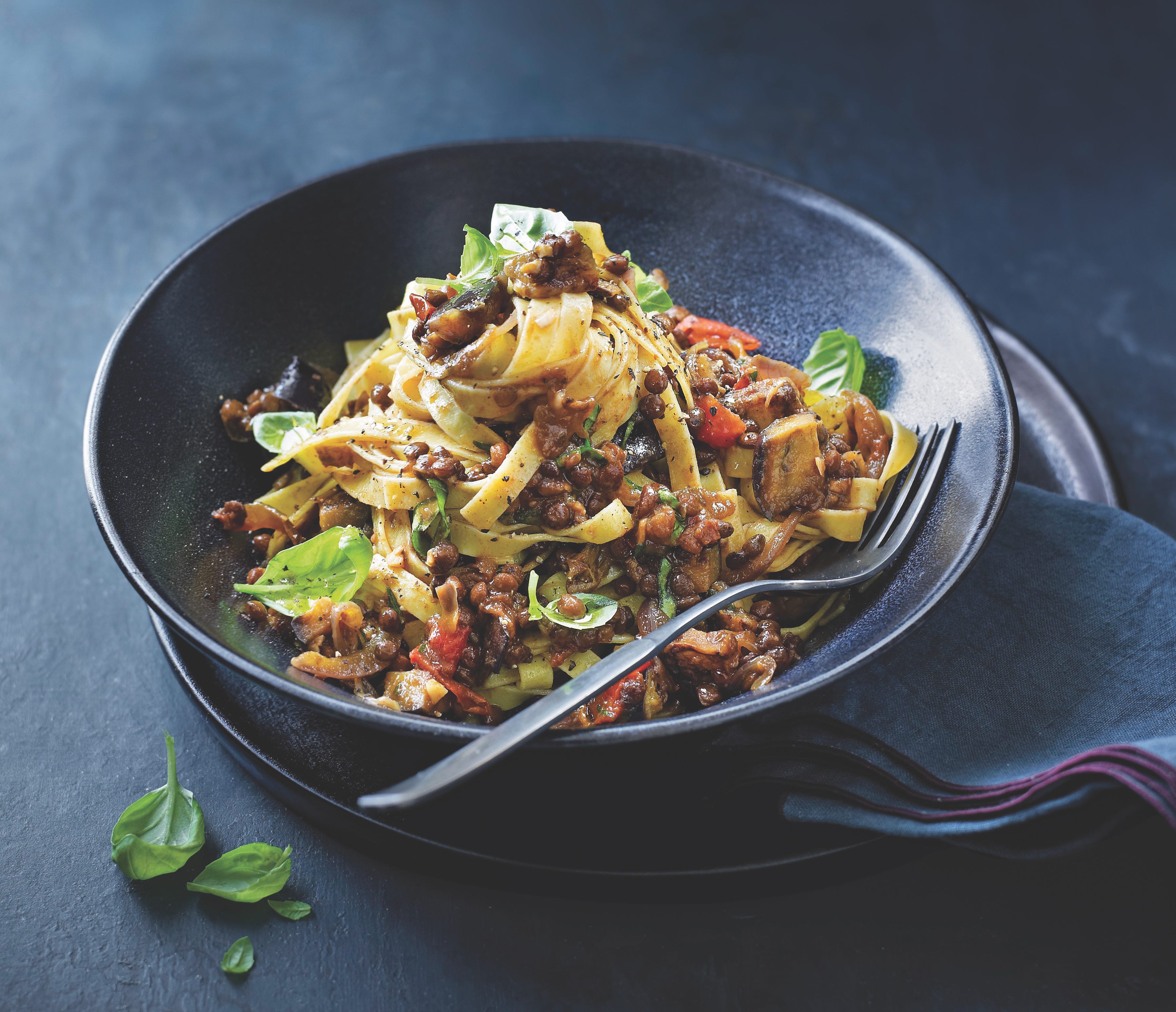 Lentil & aubergine ragu recipe