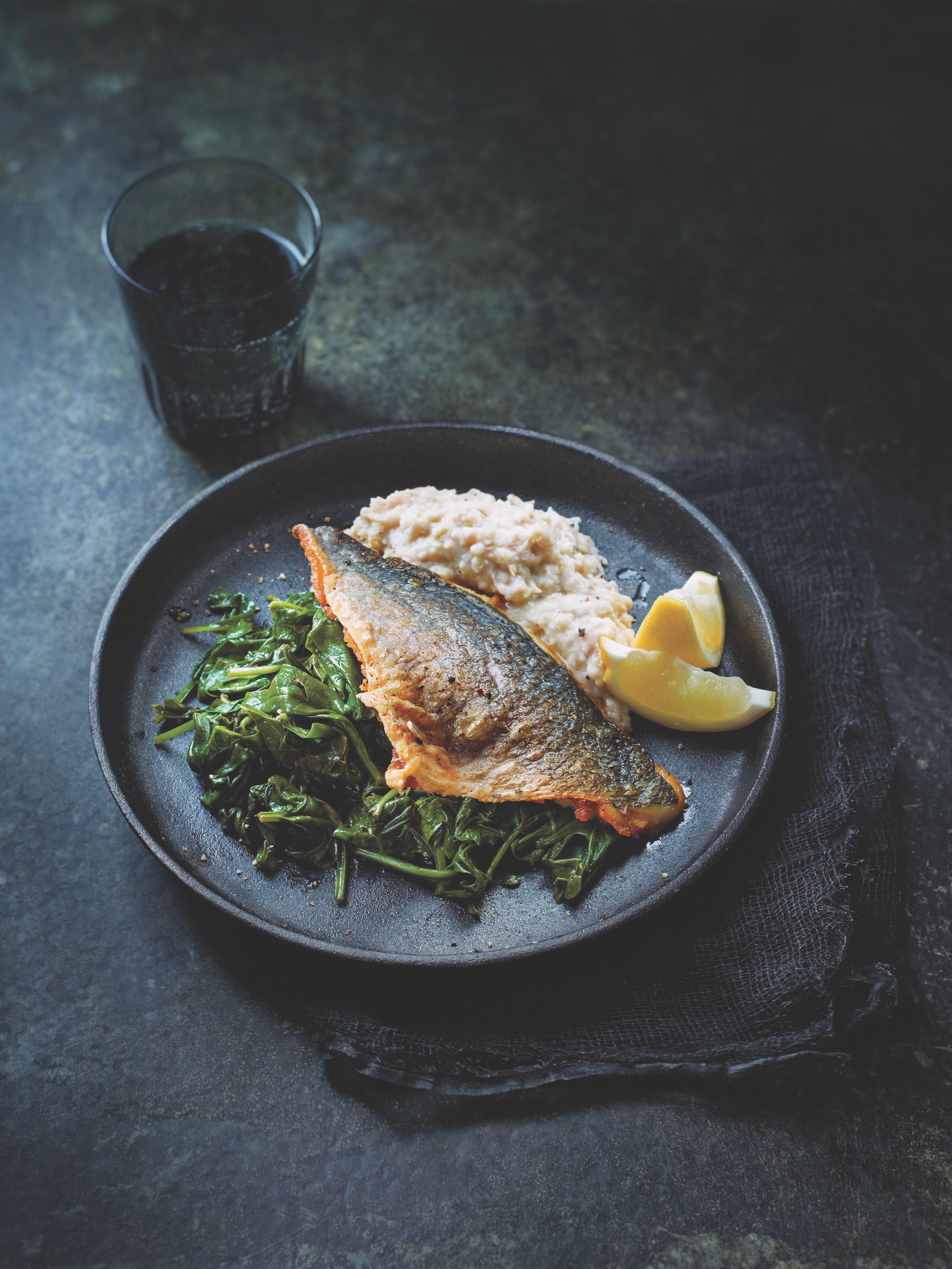 sea bass with artichoke mash