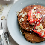 Strawberry banana oat pancakes