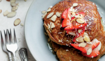 Strawberry banana oat pancakes