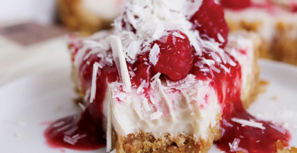 white chocolate and raspberry tart