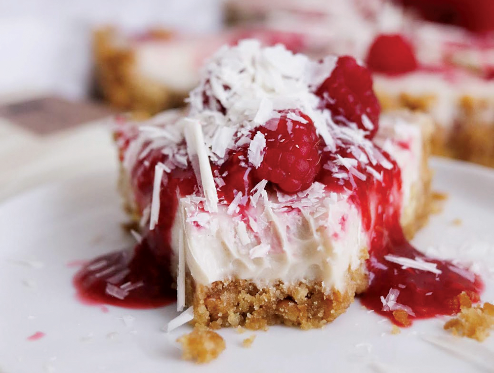 white chocolate and raspberry tart