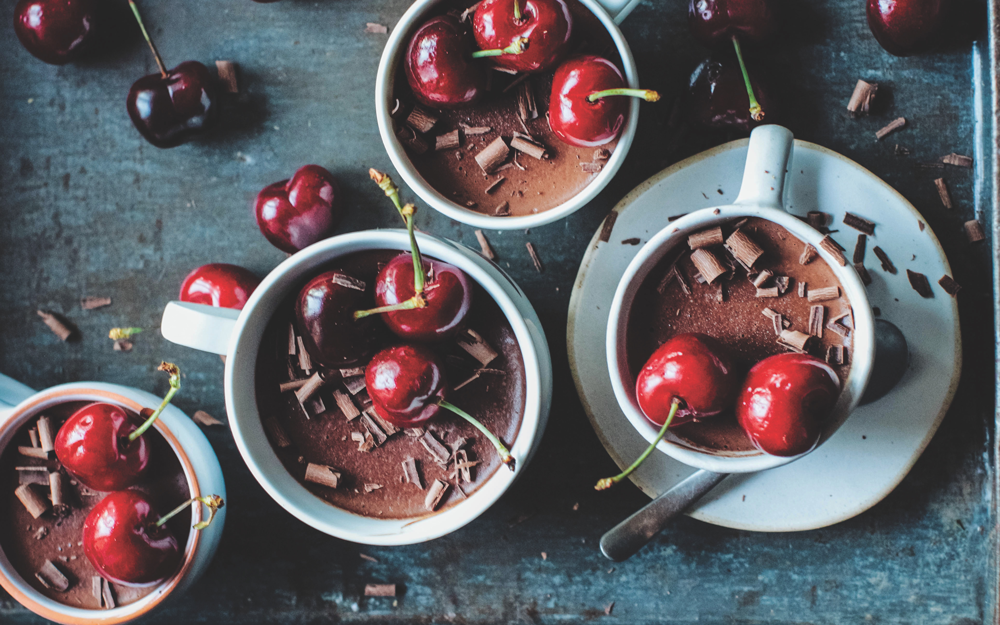 Cherry chocolate ganache espresso pots