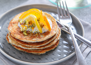 Orange and lemon poppy seed pancakes