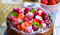 Gluten-free chocolate cake with berries