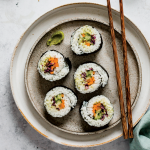 Rainbow vegan sushi