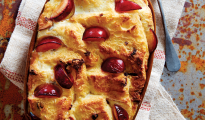 Gluten-free plum panettone pudding