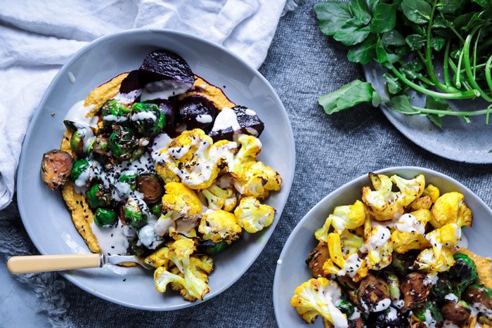 Roast turmeric and cauliflower warm winter salad
