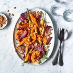 Roasted vegetables with walnuts and herbs