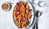 Roasted vegetables with walnuts and herbs