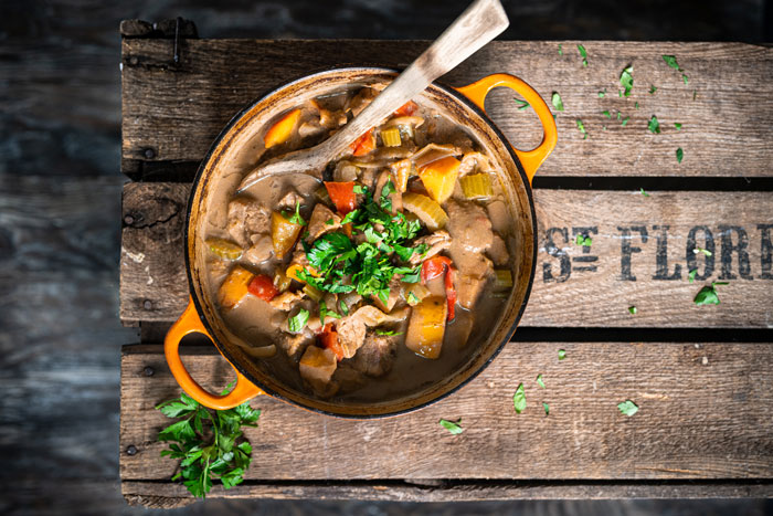 Pork, Spanish Persimon® and Cider Casserole