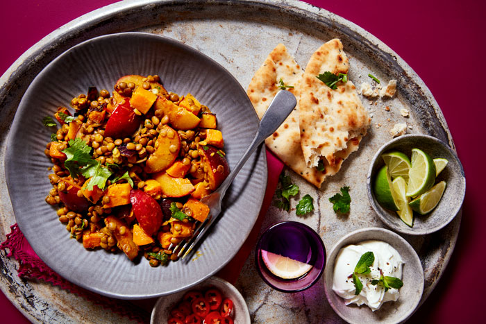 Roasted South African Plum, Pumpkin and Lentil Korma