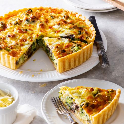 Caramalised onion and broccoli quiche GlutenFree Heaven